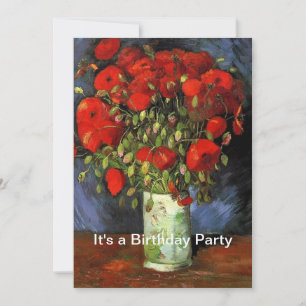Invitation Vase d'art floral fin pour anniversaire avec des c
