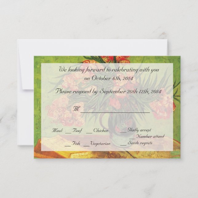 Invitation Vase de nature morte avec oleandres et livres, Van (Devant)