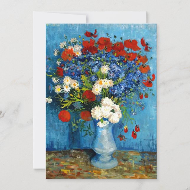 Invitation Vase de Van Gogh avec Bleuets et Pavots (Devant)