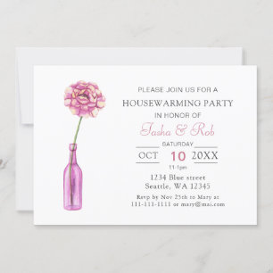 Invitation Vase de verre rose Peony Chauffage ménager