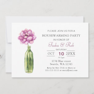 Invitation Vase en bouteille en verre Pivoine violette pour p