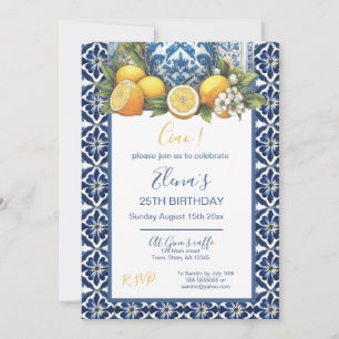 Invitation Vase en céramique d'Amalfi blanc et bleu Lemons It