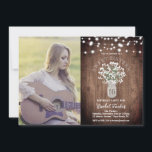 Invitation Vase et lumières rustiques Jar Sweet 16 Anniversai<br><div class="desc">Ce design présente des fleurs d'haleine d'aquarelle dainty bébé dans un vase en bocal de maçon sur un arrière - plan en bois rustique et espace pour une photo. Cliquez sur le bouton personnaliser pour plus de flexibilité dans la modification du texte ou le déplacement des graphiques! Des variantes de...</div>