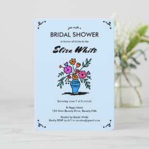 Invitation Vase floral Rustique Whimsical croquis QR Code Nai