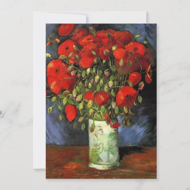 Invitation Vase Van Gogh avec coquelicots rouges, Mariage (Devant)