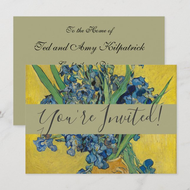 Invitation Vase Van Gogh avec Iris Classic Impressionnisme (Devant / Derrière)