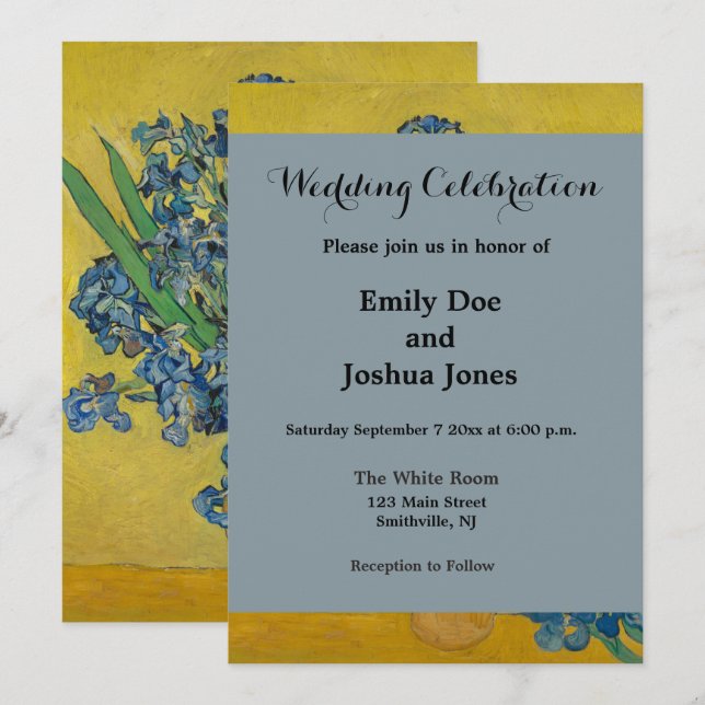 Invitation Vase Van Gogh avec Iris Classic Impressionnisme (Devant / Derrière)