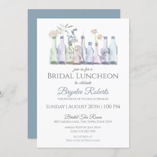 Invitation Vases de bouteille de verre Déjeuner nuptial