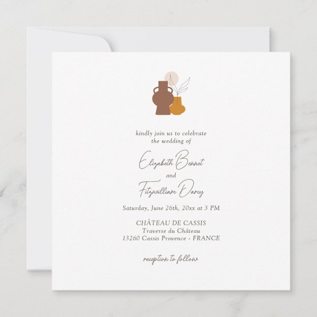 Invitation Vases minimalistes Boho Mariage de (Dos)