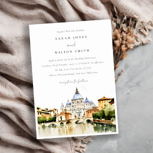 Invitation Vatican Rome Italie Aquarelle Paysage Mariage