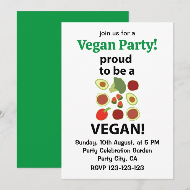 Invitation Vegan Fier D'Être Un Végan (Devant / Derrière)