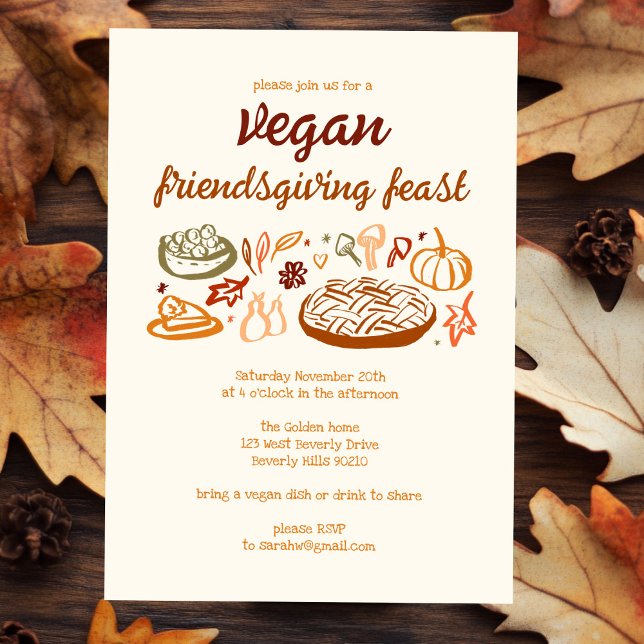 Invitation VEGAN Whimsgiving Friendsgiving CUSTOM (Whimsical VEGAN VEGETARIAN Thanksgiving Friendsgiving CUSTOM Invitation
)