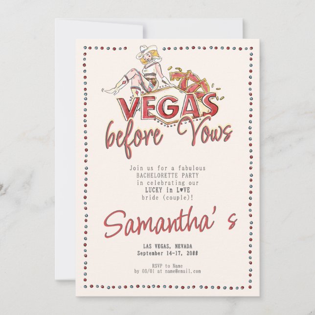 Invitation Vegas Avant Vows Casino Lucky Modern Bachelorette (Devant)