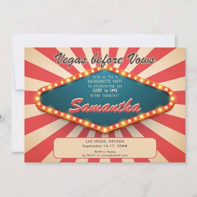 Invitation Vegas Before Vows Modern Lucky Casino Bachelorette (Devant)