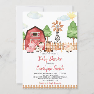 Invitation Végétal Animaux de ferme Barnyard Baby shower Invi