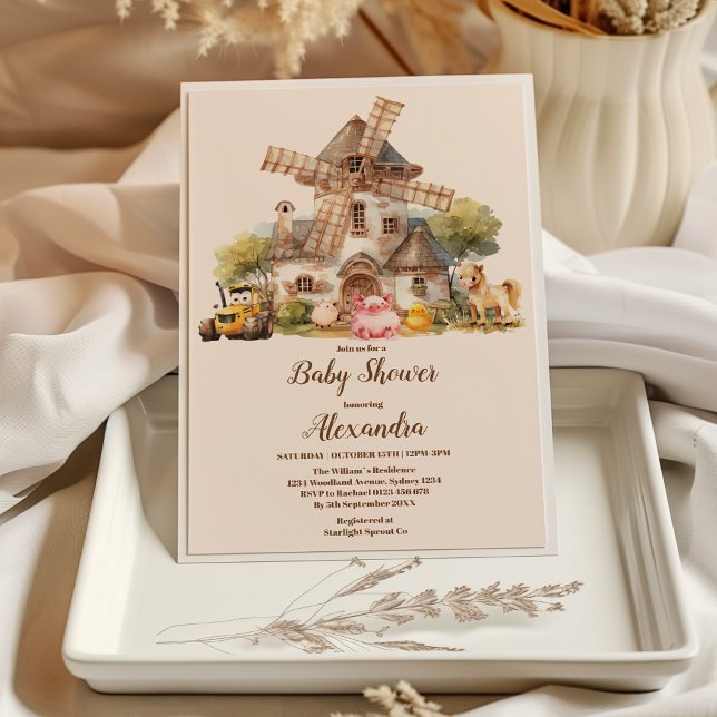 Invitation Végétal Animaux de ferme Barnyard Boy Baby shower (Créateur téléchargé)