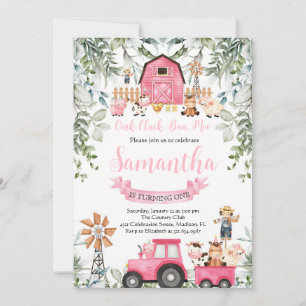 Invitation Végétal Animaux de ferme Barnyard Rose Girl Annive