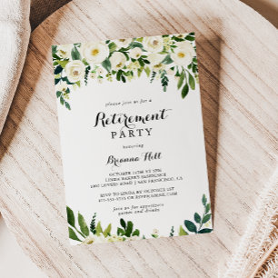 Invitation Végétal Blanc Automne Floral Retraite Party