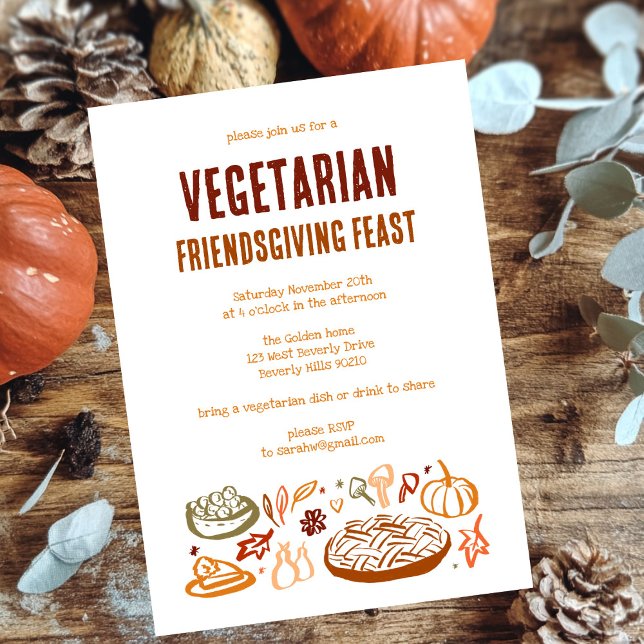 Invitation VÉGÉTARIEN Whimsgiving Friendsgiving (Whimsical VEGETARIAN VEGAN Thanksgiving Friendsgiving Invitation
)