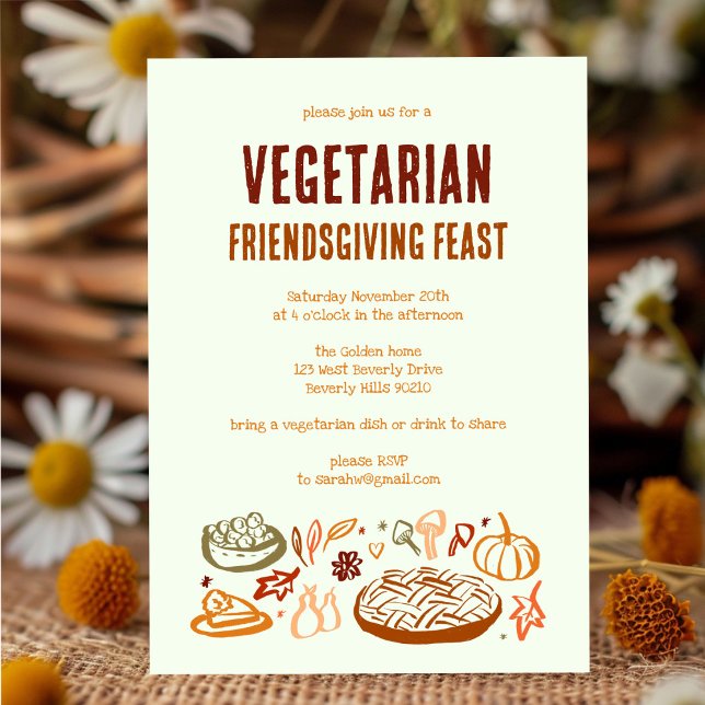 Invitation VÉGÉTARIEN Whimsgiving Friendsgiving (Whimsical VEGETARIAN Thanksgiving Friendsgiving Invitation
)