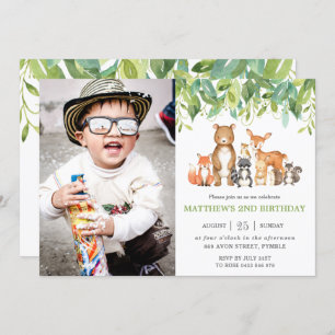 Invitation Végétation Bois Animaux Fête d'anniversaire Photo