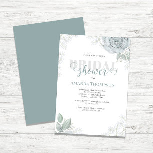 Invitation Végétation botanique Bleu clair Floral Rose Fleur