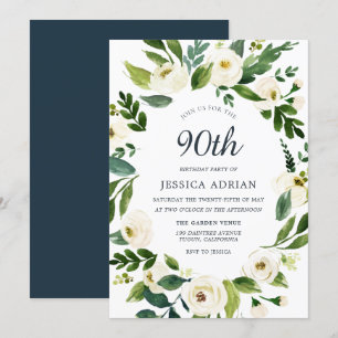 Invitation Végétation Botanique Floral 90e anniversaire Invit
