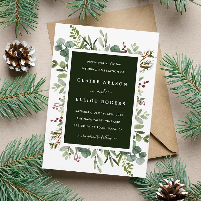 Invitation Végétation botanique Noël Vacances Mariage vert (Créateur téléchargé)