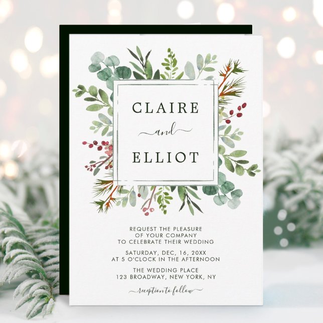 Invitation Végétation botanique Noël Vacances Mariage vert (Créateur téléchargé)
