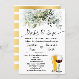 Invitation Végétation brasse et vin Couples Douche