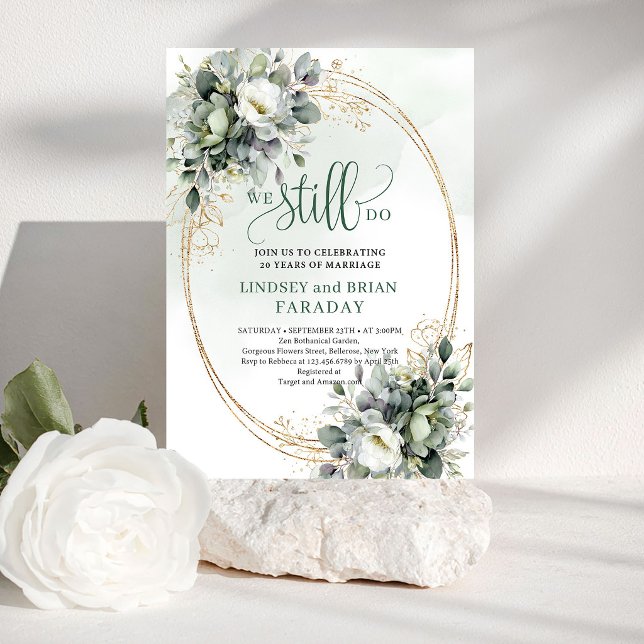 Invitation Végétation Classique et Or Nous Invitons Toujours (Classic Greenery and Gold We Still Do Invite)