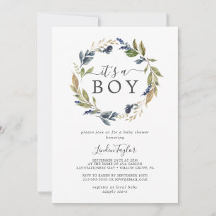 Invitation Végétation d'automne C'est un Baby shower garçon