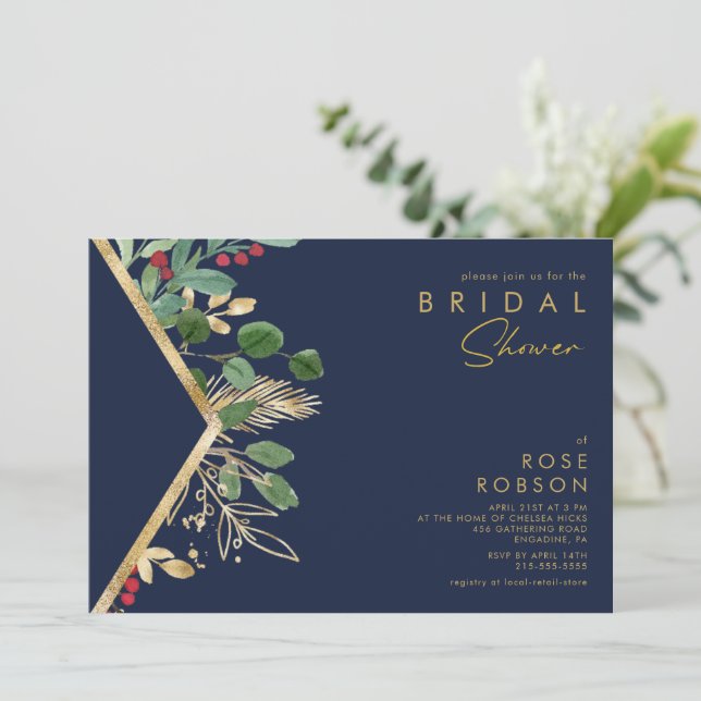 Invitation Végétation de Noël moderne | Fête des mariées mari (Debout devant)
