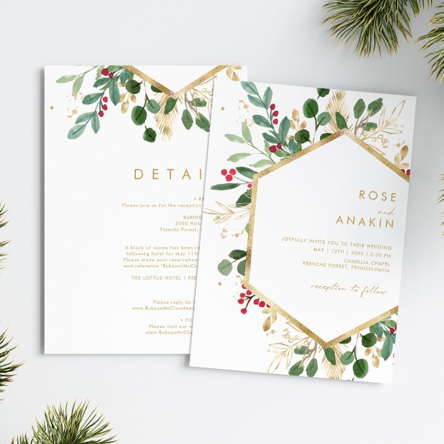 Invitation Végétation de Noël moderne | Tout en un Mariage (Créateur téléchargé)