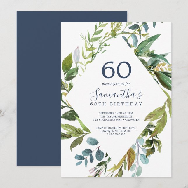 Invitation Végétation d'été Diamond Wreath 60e anniversaire (Devant / Derrière)