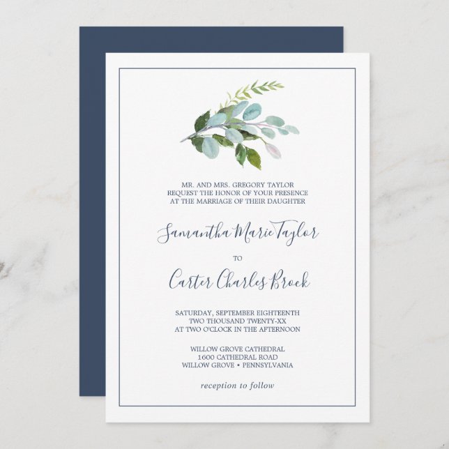 Invitation Végétation d'été Mariage officiel (Devant / Derrière)