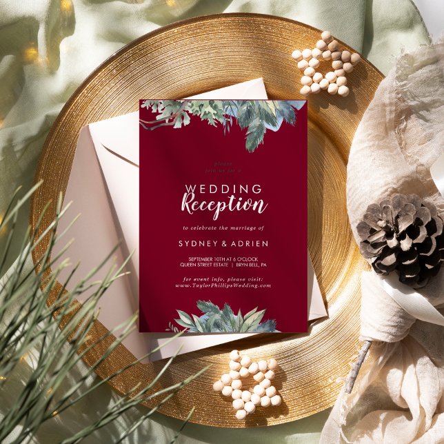 Invitation Végétation d'hiver Bourgogne Réception de mariage  (Créateur téléchargé)