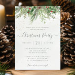 Invitation Végétation d'hiver Fête de Noël<br><div class="desc">Belle invitation de Noël pour la saison des Fêtes,  avec des illustrations d'aquarelle botanique peintes à la main de la verdure hivernale,  branches de pin et d'épinette,  cônes et baies sèches.</div>