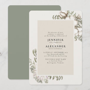 Invitation Végétation d'hiver Floral Green Moss Mariage