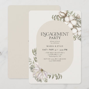Invitation Végétation d'hiver Floral Oval Ivory Engagement Pa