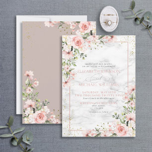 Invitation Végétation dorée Dusty rose Mariage floral Invi