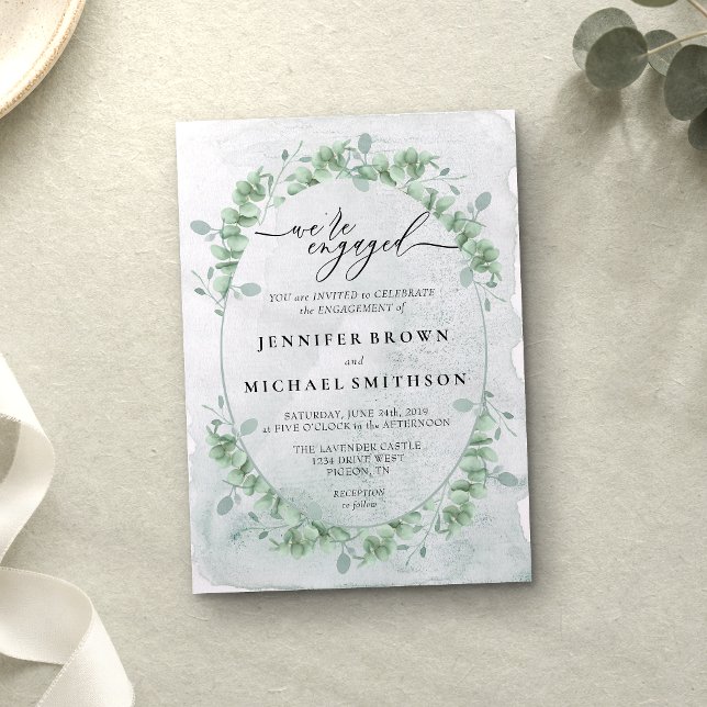 Invitation Végétation Eucalyptus Calligraphie Signature Engag (Créateur téléchargé)