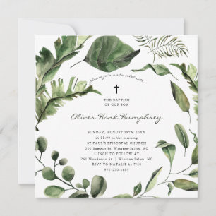 Invitation Végétation Feuilles Tropicales Baptême Botanique