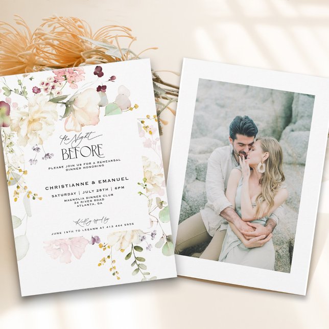Invitation Végétation Florale La Nuit Avant Le Dîner De Répét (Créateur téléchargé)