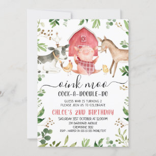 Invitation Végétation Foliage Ferme Animaux 2e anniversaire