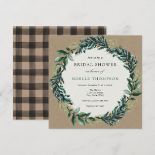 Invitation Végétation hivernale et Plaid Bridal Shower Invita