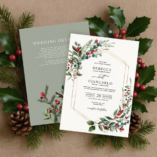 Invitation Végétation hivernale moderne Berries Mariage de No