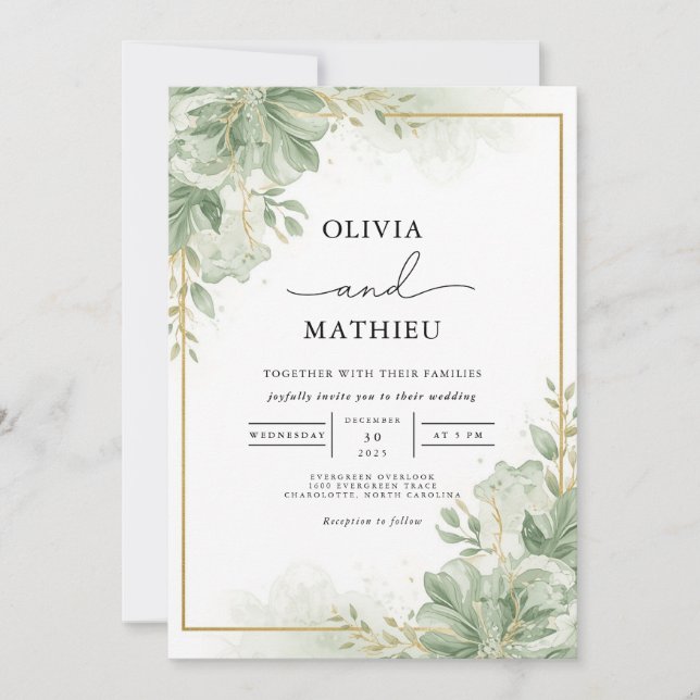 Invitation Végétation luxuriante Floral Mariage (Devant)