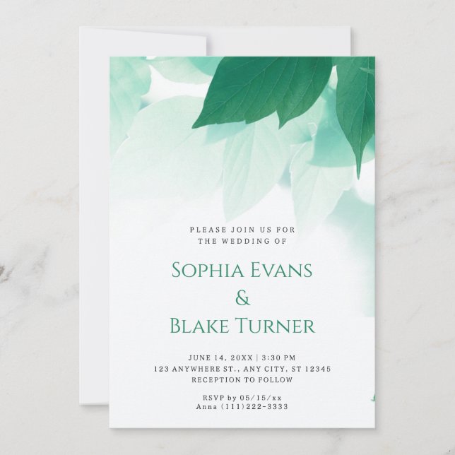 Invitation Végétation luxuriante Mariage blanc botanique mode (Devant)