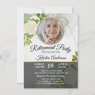 Invitation Végétation moderne Floral Photo Retraite Party